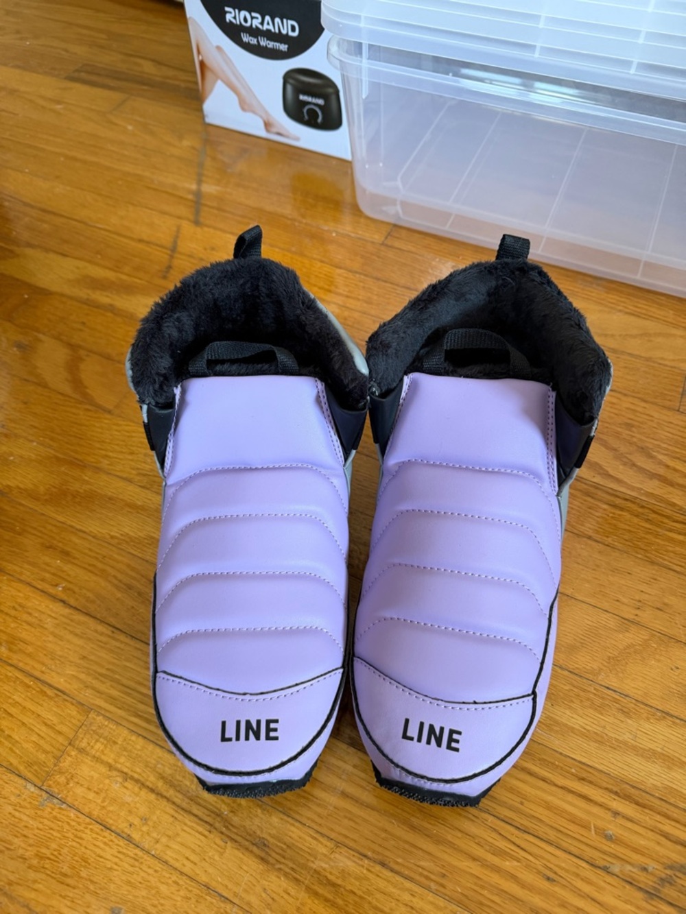 LINE Women's Lavender Quilted Ankle Booties with Faux-Fur Collar
